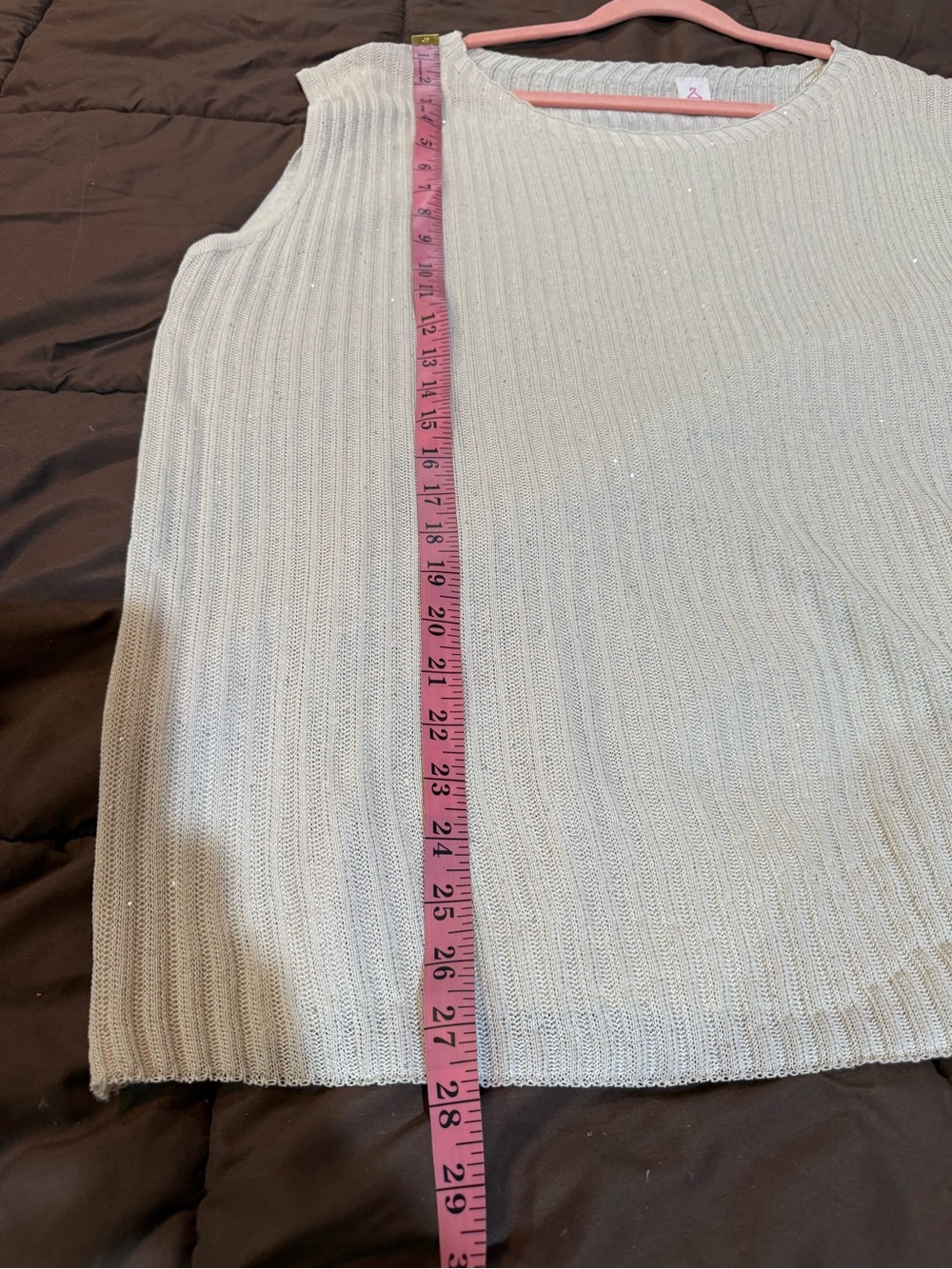 Sleeveless Ribbed Knit Tank - Cream - Picture 5 of 5